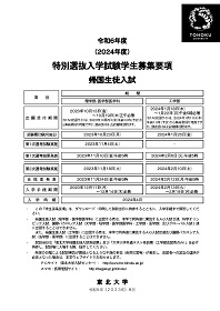 令和6年度（2024年度）度特別選抜入学試験 帰国生徒入試