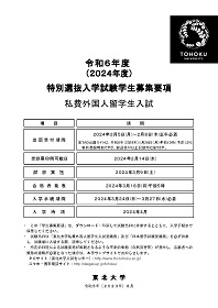 令和6年度（2024年度）特別選抜入学試験 私費外国人留学生入試